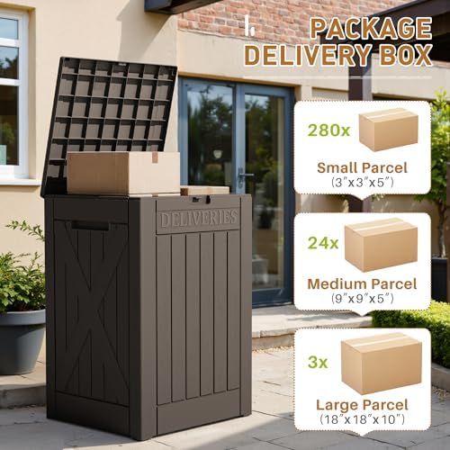 devoko 48 gallon package delivery box outdoor secure, close-up detail