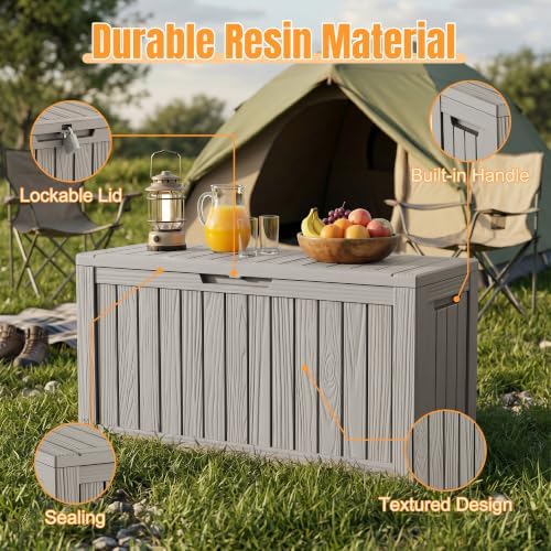 outdoor storage box,140 gallon waterproof resin deck box, close-up detail
