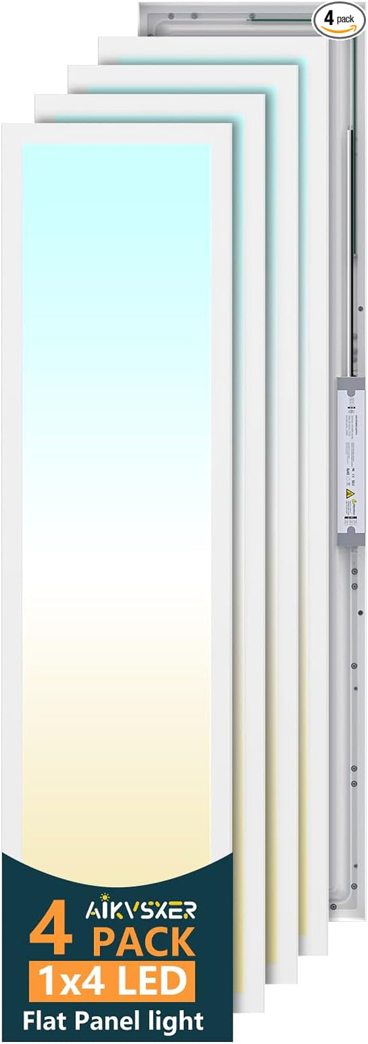 AIKVSXER 4 Pack 1x4 LED Flat Panel Light, 50W 5500LM Surface Mount Ceiling by AIKVSXER