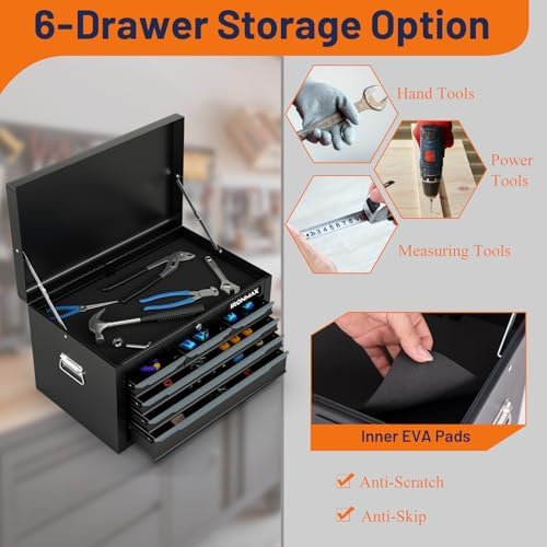 ironmax 24" lockable metal tool box with 6, package contents