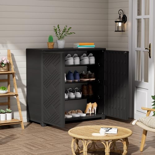 zzm indoor/outdoor storage cabinet waterproof, 34"x15"x34" plastic outdoor showing dimensions