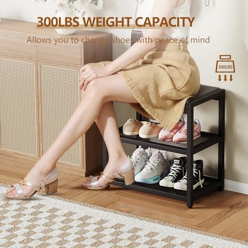 zhooge small shoe bench shoe rack storage bench, close-up detail