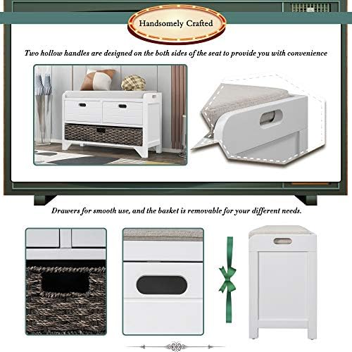 knocbel farmhouse storage bench with 2 drawers, removable, package contents