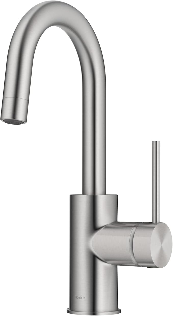 KRAUS Spot Free Oletto Single Handle Kitchen Bar Faucet in All-Brite Stainless - Image 12