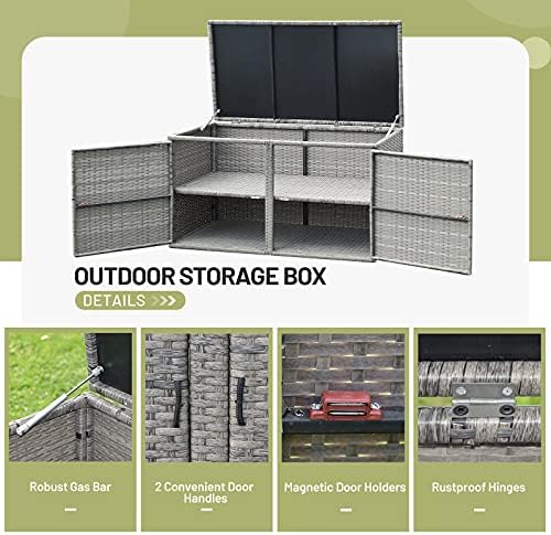 giantex rattan deck box outdoor&indoor 88 gallon wicker shown in use