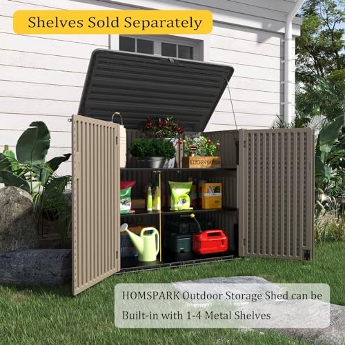 homspark storage shed weather resistance, multi-purpose outdoor storage, close-up detail