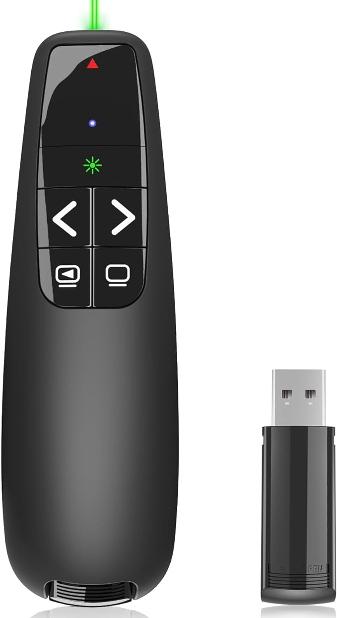 Presentation Clicker for PowerPoint, Wireless Presenter Remote Green Laser by VILNIU%C2%AEPresentationClicker