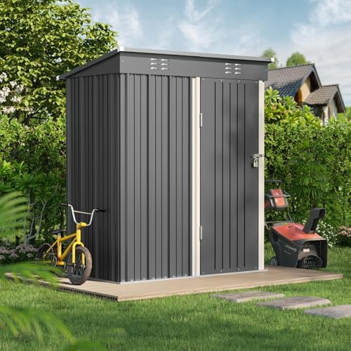 bealife 5' x 3' outdoor storage shed, metal, side view