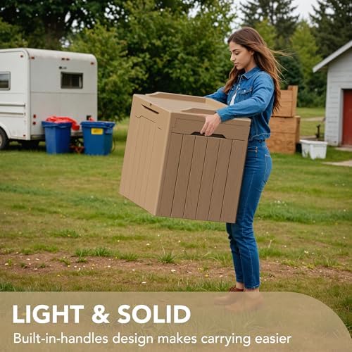 devoko 30 gallon resin deck box outdoor indoor showing dimensions