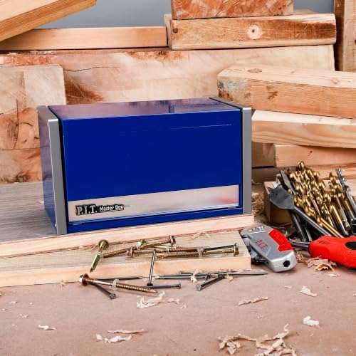 p.i.t. mini tool box,3 drawers small metal toolbox, front angle view