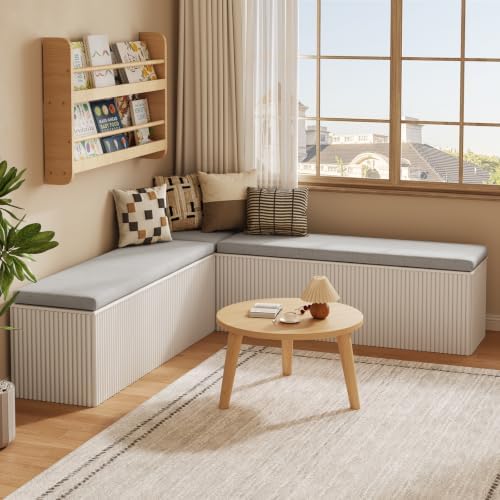 breakfast nook bench, l shaped storage bench with on a desk or shelf