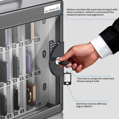 24 slots cell phone locker for classroom, portable, side view