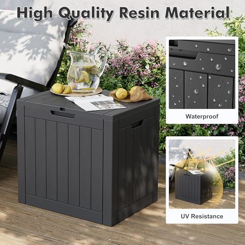 31 gallon outdoor storage box waterproof deck box, close-up detail