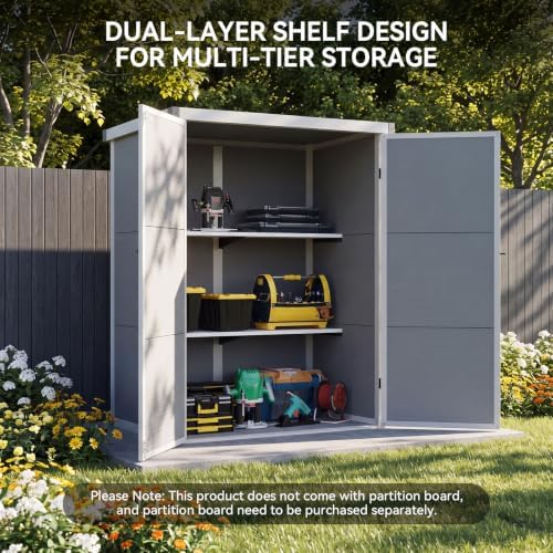 aoxun 55 cuft outdoor tall storage shed, 5×3×7ft, front angle view