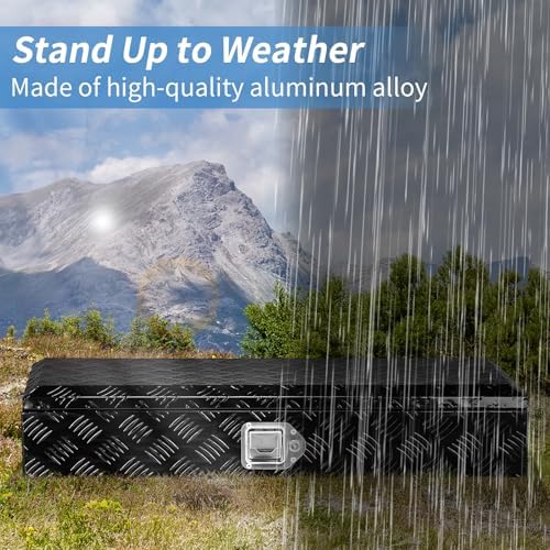 34.5 inch aluminum truck bed tool box with showing dimensions