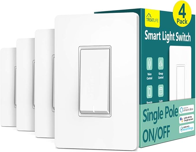TREATLIFE Smart Light Switch Single Pole Works by TREATLIFE