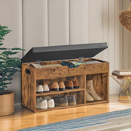 vasagle storage bench with cushion, shoe bench,11.8 x, package contents