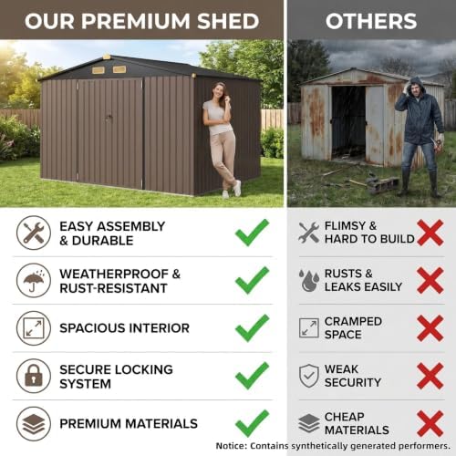 ironck storage shed, 9.7 x 7.7 ft tool, package contents
