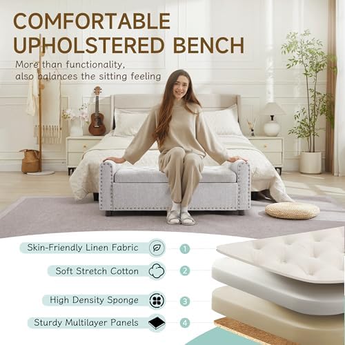 ottoman with storage, tufted storage bench for bedroom, package contents
