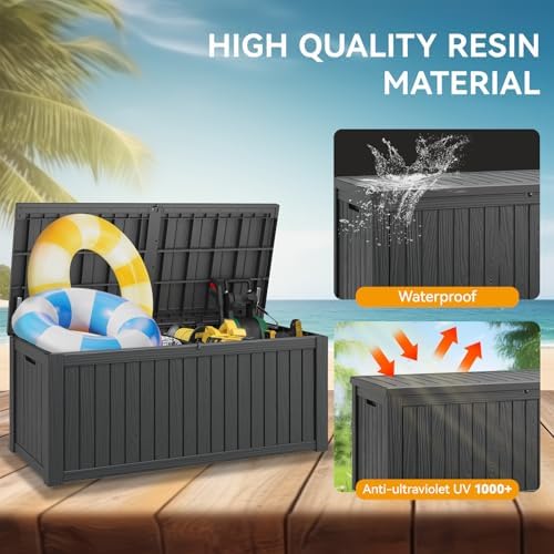 outdoor storage box waterproof, 180 gallon deck box, close-up detail