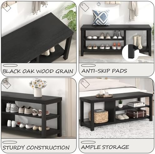 excefur shoe bench, rustic wooden storage bench for, package contents