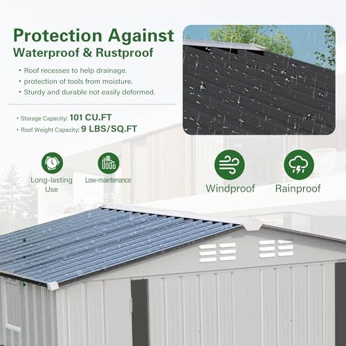 6x3.5 ft outdoor storage shed, small metal garden showing dimensions