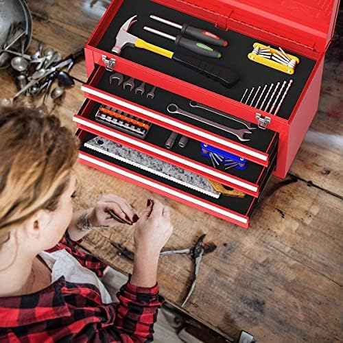 giantex portable steel tool box, 20.5'' toolbox w/ on a desk or shelf