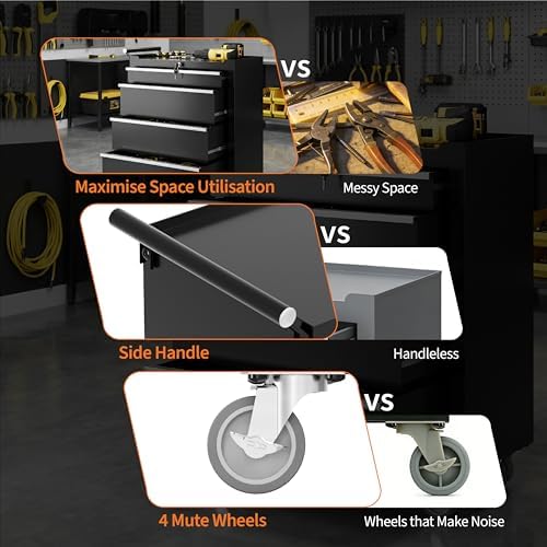 garvee rolling tool chest, 4 drawers tool storage, front angle view