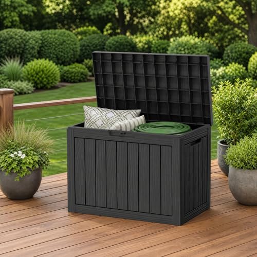 outdoor storage box resin deck box waterproof black, view 10