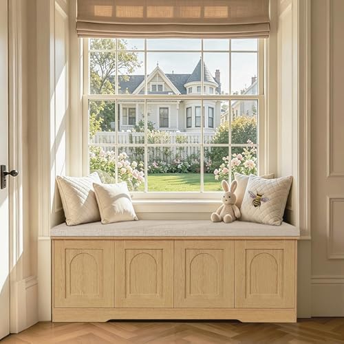dinzi lvj shoe storage bench with cushion, door shown in use