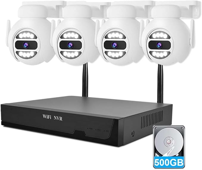 8CH Plug&Play Wireless Cameras for Home Security, 4x1920P 5MP IP67 IR&Full by KTKTVE