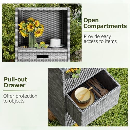 happygrill outdoor storage cabinet pe rattan wicker storage, package contents