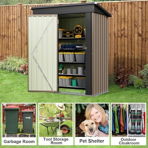 jummico metal outdoor storage shed 5 x 3 on a desk or shelf