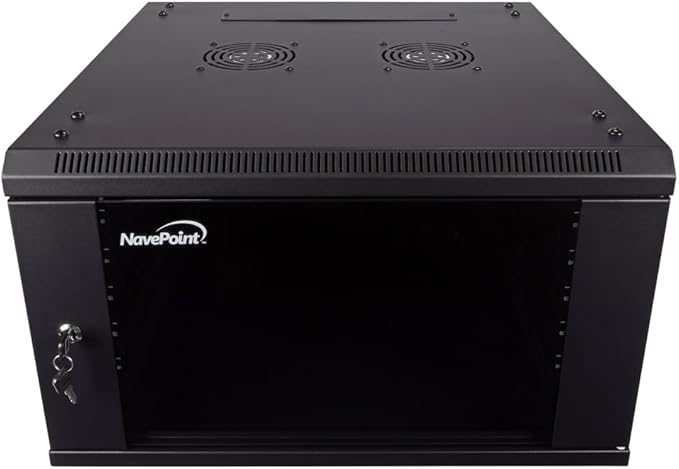 NavePoint 6U Server Cabinet Wall Mount Rack Enclosure Includes 2 Fans, Locking by NavePoint