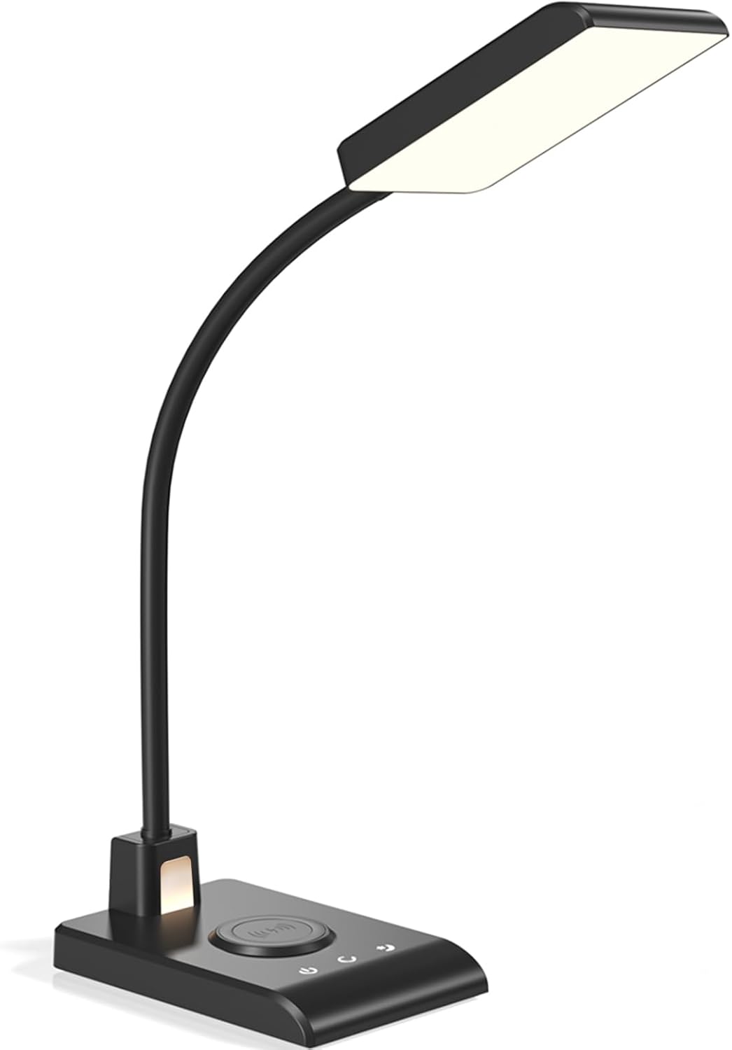 Desk Lamp with Wireless Charger, Desk Lamps for Home Office Night Light | 3 Color Modes with Stepless Dimming, CRI 90+, 1000lm, 360° Flexible Arm, Eye-Caring Study Lamp for College Dorm Room