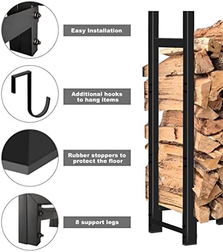 4ft firewood rack outdoor adjustable heavy duty wood shown in use