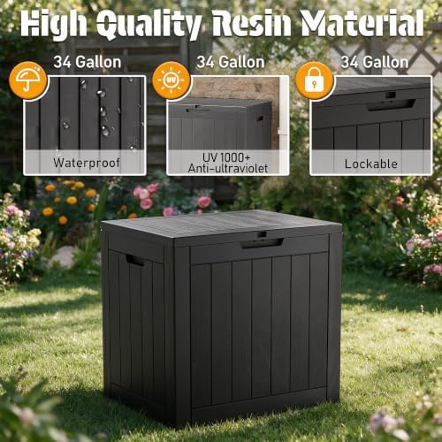 nunu lab 34 gal outdoor storage box waterproof showing dimensions