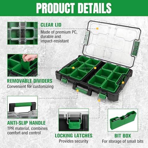 sk 20.5-inch small part organizer, portable tool box, side view