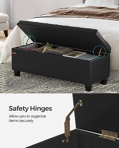 songmics storage ottoman, 46.5 inches long bed end showing dimensions