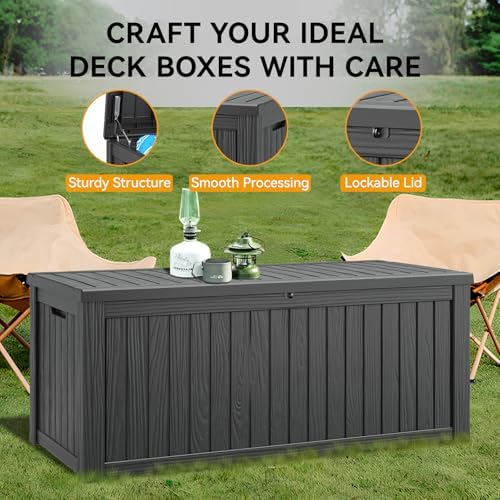 outdoor storage box waterproof, 180 gallon deck box, side view