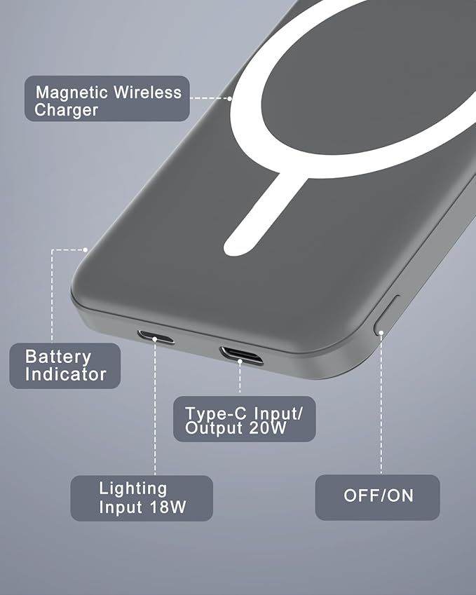 podoru for Magnetic Battery Pack, 5000mAh Magnetic Power Bank - Image 6