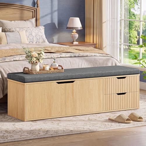 59" storage bench with drawer, 2-tier shoe bench, package contents