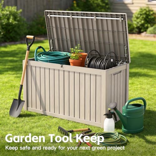 mars villa 180 gallon deck box, outdoor storage, close-up detail
