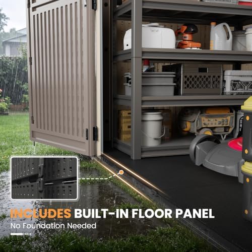amopatio 8x6 ft outdoor storage shed with floor showing dimensions