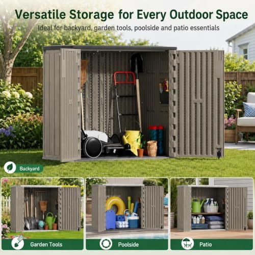 addok outdoor storage cabinet, 37 cu.ft horizontal resin, view 9