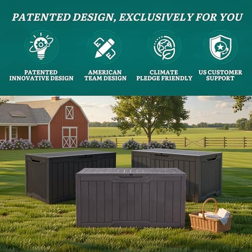 yitahome 100 gallon large outdoor deck box, front angle view