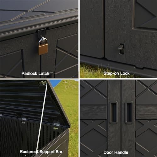 kinying larger outdoor storage shed weather resistance, resin, package contents
