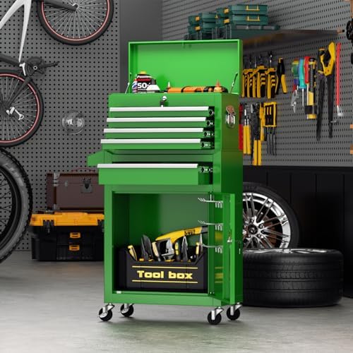 oakcloud heavy-duty 5-drawer rolling tool chest & cabinet shown in use