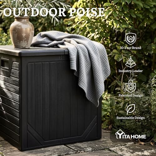 yitahome 150 gallon large outdoor storage box w/double, view 9