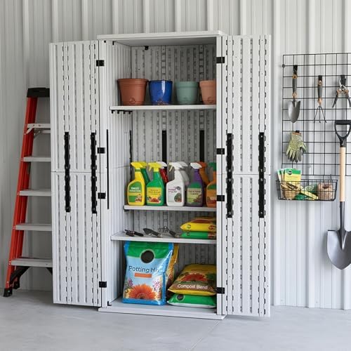 zyjoyy outdoor storage cabinet with 4 shelves, 31.5" showing dimensions